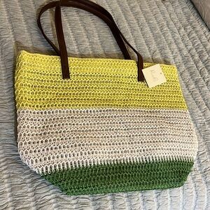CROCHET color block tote bag-NWT